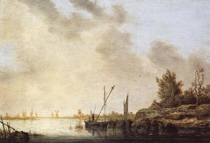 Aelbert Cuyp A River Scene with Distant Windmills Germany oil painting art